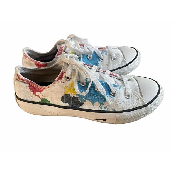 Converse All Star Chuck Taylor World Travel Map Fly Airplane Shoes Junior size 4 - Picture 3 of 9